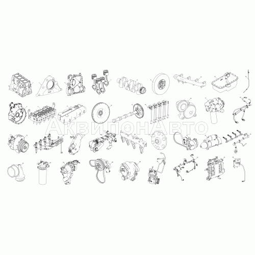 Схема деления двигателя ЯМЗ-5341-10 на сборочные единицы