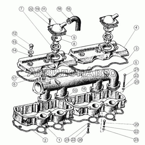 Крышки головок цилиндров, коллектор и сапуны Крышки головок цилиндров, коллектор и сапуны