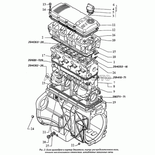 Блок цилиндров и картер двигателя, корпус распределительного вала, крышка маслоналивного отверстия, штифтовые запальные свечи Блок цилиндров и картер двигателя, корпус распределительного вала, крышка маслоналивного отверстия, штифтовые запальные свечи