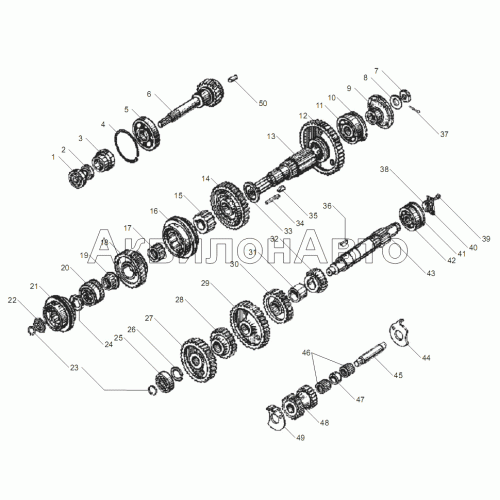 ВАЛЫ И ШЕСТЕНИ КОРОБКИ ПЕРЕДАЧ ЯМЗ-2361 для двигателя ЯМЗ-6563.10 ВАЛЫ И ШЕСТЕНИ КОРОБКИ ПЕРЕДАЧ ЯМЗ-2361 для двигателя ЯМЗ-6563.10
