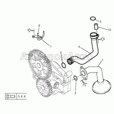 Патрубки насоса масляного и форсунка охлаждения поршня