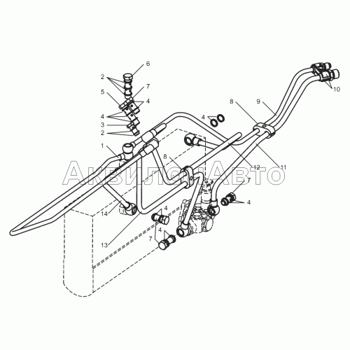 Топливные трубопроводы низкого давления двигателя ЯМЗ-8501.10