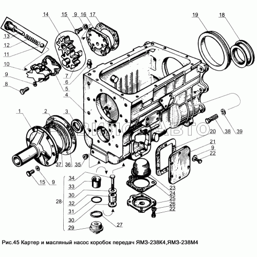 Картер и масляный насос коробок передач ЯМЗ-238М4, ЯМЗ-238К4 Картер и масляный насос коробок передач ЯМЗ-238М4, ЯМЗ-238К4