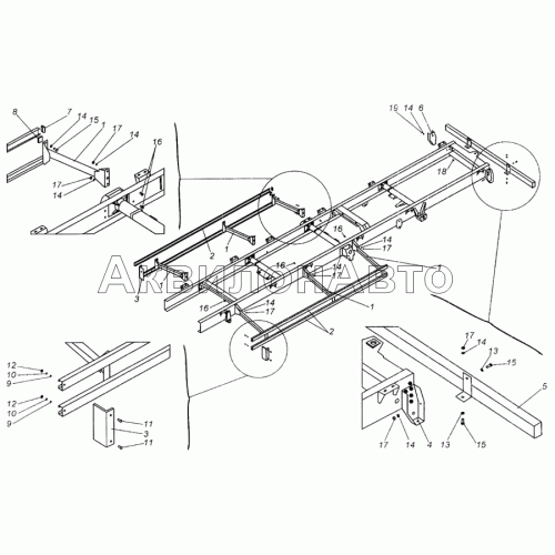 Установка бокового ограждения и заднего бампера МАЗ-4370
