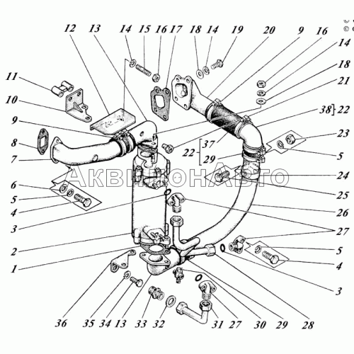 Жидкостно-масляный теплообменник с трубами 442-25-11с1-13 Жидкостно-масляный теплообменник с трубами 442-25-11с1-13