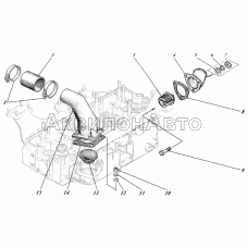 Головка цилиндров с коллекторами и термостатом 442-00с2-10.04