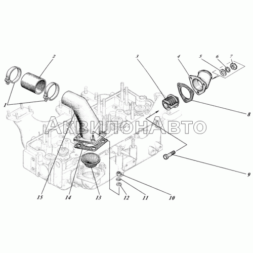 Головка цилиндров с коллекторами и термостатом 442-00с2-10.04 Головка цилиндров с коллекторами и термостатом 442-00с2-10.04