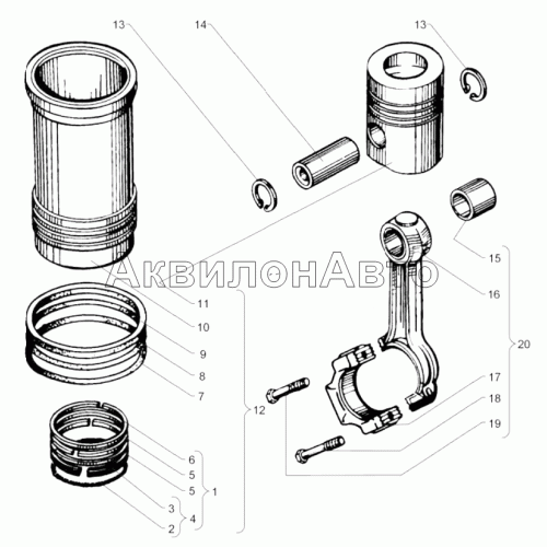 Поршень и шатун