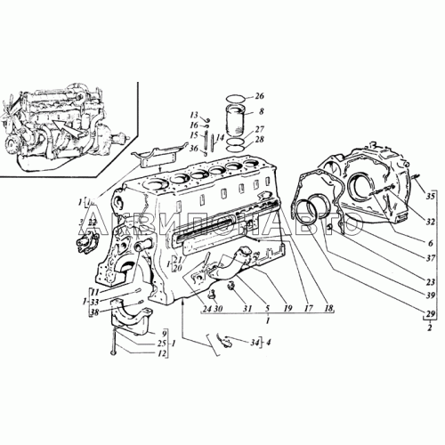 Блок-картер и картер маховика