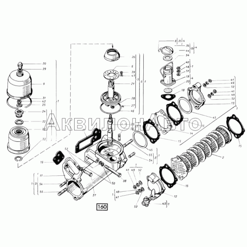 Теплообменник водомасляный с центрифугой СМД-31, -31А, -31.01, 31Б.04