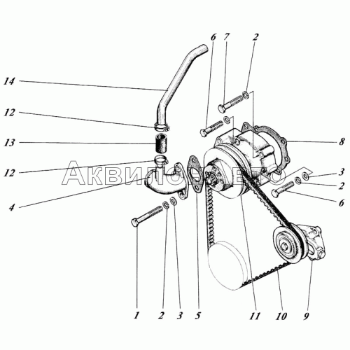 Насос водяной с натяжным роликом 442-13-13с1 Насос водяной с натяжным роликом 442-13-13с1