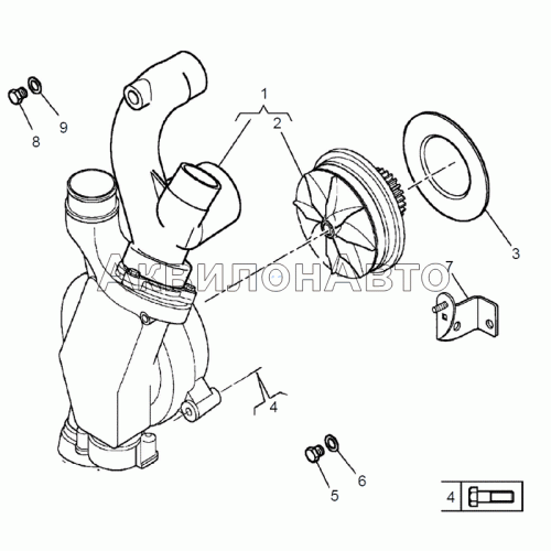 Насос  водяной  с  возможностью  подключения  охладителя  интардера
