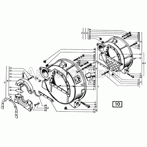Картер маховика СМД-21, -22, 22А, 23, 23.01, 23.02, 24, 24.01, 24.02