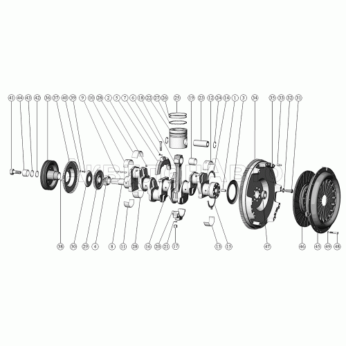 Кривошипно-шатунный механизм. Установка маховика. Установка шкива. Установка муфты сцепления.