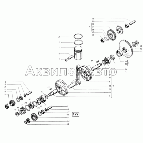 Кривошипно-шатунный механизм СМД-21, -22, 22А, 23, 23.01, 23.02, 24, 24.01, 24.02 Кривошипно-шатунный механизм СМД-21, -22, 22А, 23, 23.01, 23.02, 24, 24.01, 24.02