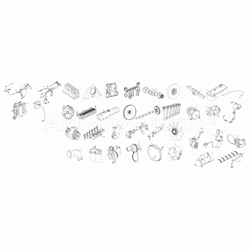 Схема деления двигателя ЯМЗ-536-10 на сборочные единицы Схема деления двигателя ЯМЗ-536-10 на сборочные единицы