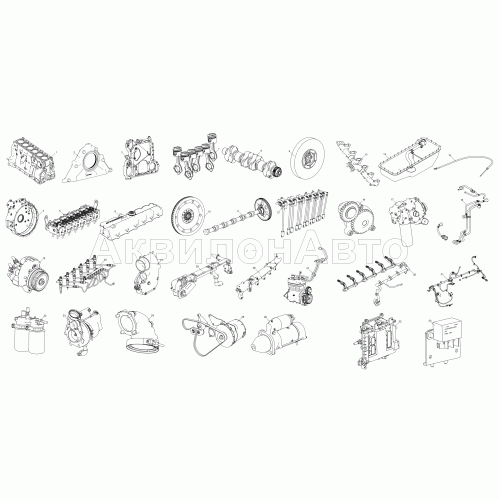 Схема деления двигателей ЯМЗ-5362, ЯМЗ-536-40 на сборочные единицы
