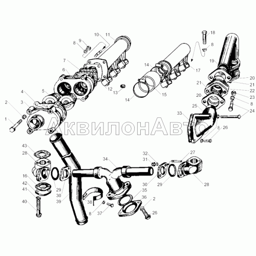 Трубопроводы систеы охлаждения ЯМЗ-240М2,ЯМЗ-240НМ2,ЯМЗ-240ПМ2,