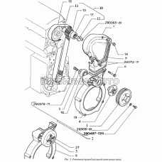 Ременный привод распределительного вала, крышки зубчатого ремня и опора вентилятора двигателя