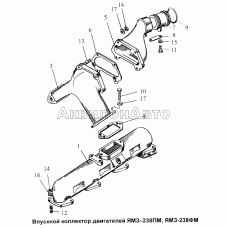 Впускной коллектор двигателя ЯМЗ-238ПМ, ЯМЗ-238ФМ