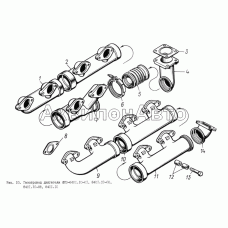 Газопровод двигателя ЯМЗ-8401.10-01, 8401.10-02, 8401.10-08, 8401.10