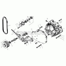 Вентилятор, кожух вентилятора и натяжное устройство привода вентилятора