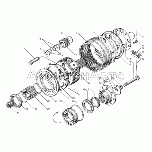 Вал и шестерни демультипликатора коробок передач ЯМЗ-239, ЯМЗ-2391