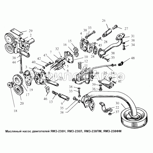 Масляный насос двигателей ЯМЗ-238Н, ЯМЗ-238Л, ЯМЗ-238ПМ, ЯМЗ-238ФМ