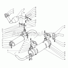 Глушитель, резонатор, трубы глушителя автомобиля ГАЗель с двигателем ГАЗ-5601