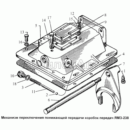 Механизм переключения понижающей передачи коробок передач ЯМЗ-238