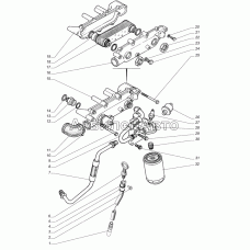 Масляный фильтр, масляный радиатор, датчики давления и аварийного давления масла двигателя