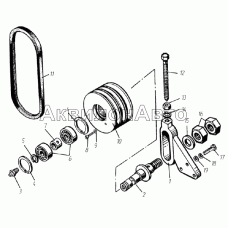 Вентилятор, кожух вентилятора и натяжное устройство привода вентилятора