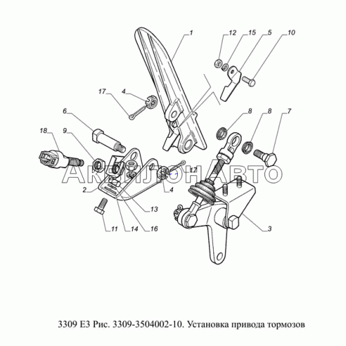 3309-3504002-10. Установка привода тормозов