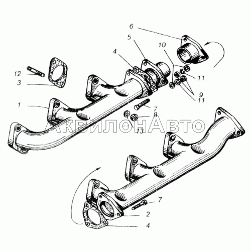 Газопровод двигателей ЯМЗ-240, ЯМЗ-240Б Газопровод двигателей ЯМЗ-240, ЯМЗ-240Б