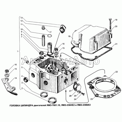 Головка цилиндра двигателей ЯМЗ-7601.10, ЯМЗ-236НЕ2, ЯМЗ-236БЕ2 Головка цилиндра двигателей ЯМЗ-7601.10, ЯМЗ-236НЕ2, ЯМЗ-236БЕ2