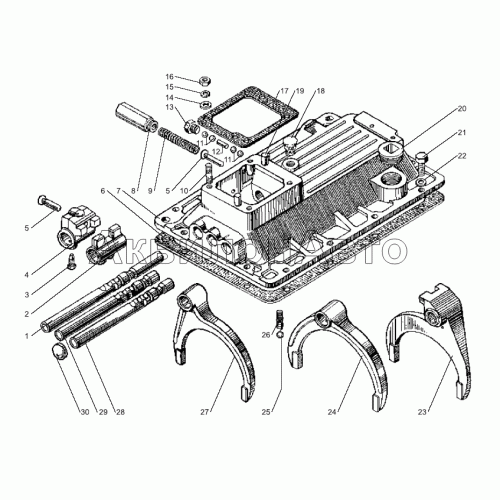 Механизм переключения коробок передач ЯМЗ-238ВМ5, ЯМЗ-238ВМ7, ЯМЗ-238ВК7