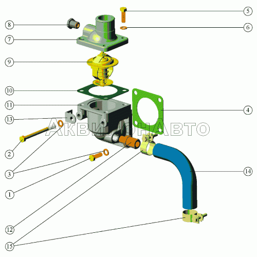 Система охлаждения. Установка термостата Система охлаждения. Установка термостата