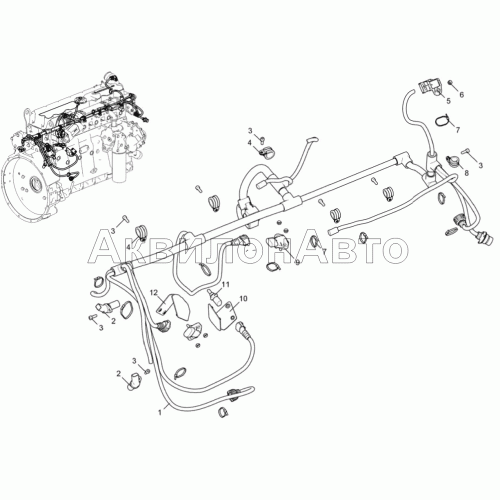 Жгут датчиков (Двигатель ЯМЗ-536-10)