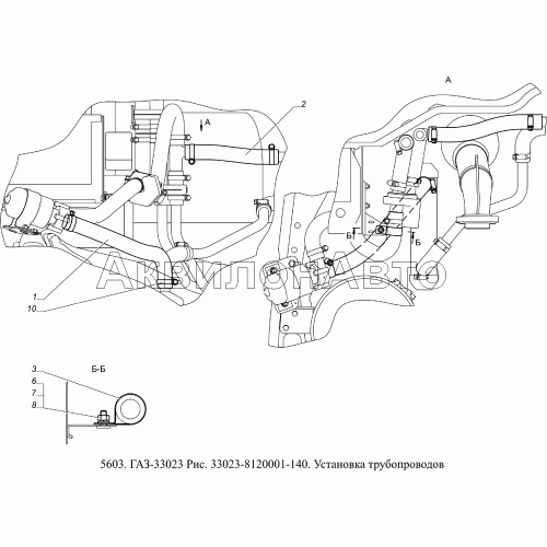 33023-8120001-140 Установка трубопроводов 33023-8120001-140 Установка трубопроводов