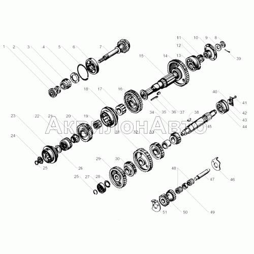 Валы и шестерни коробки передач ЯМЗ-236П